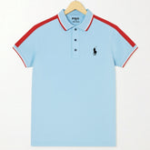 Sky Blue Color Panel Polo T-Shirt!